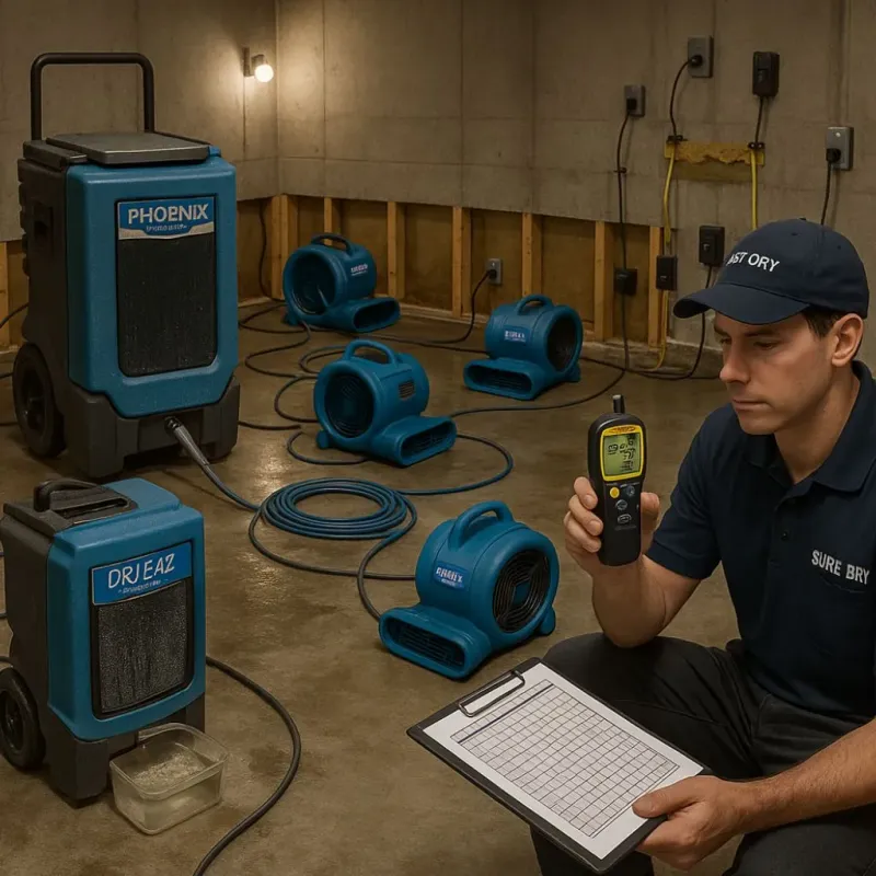 Structural Drying and Dehumidification process in Detroit Beach, MI